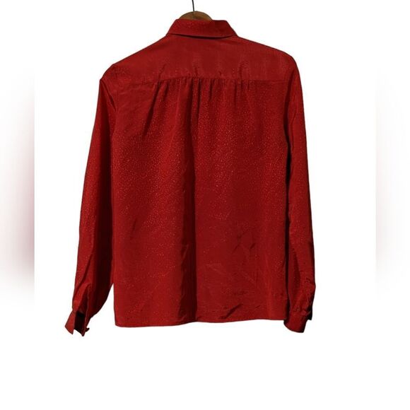 Josephine Vintage Women's Long Sleeve Button Up Silky Jacquard Blouse Red Sz 8 B - Picture 2 of 5
